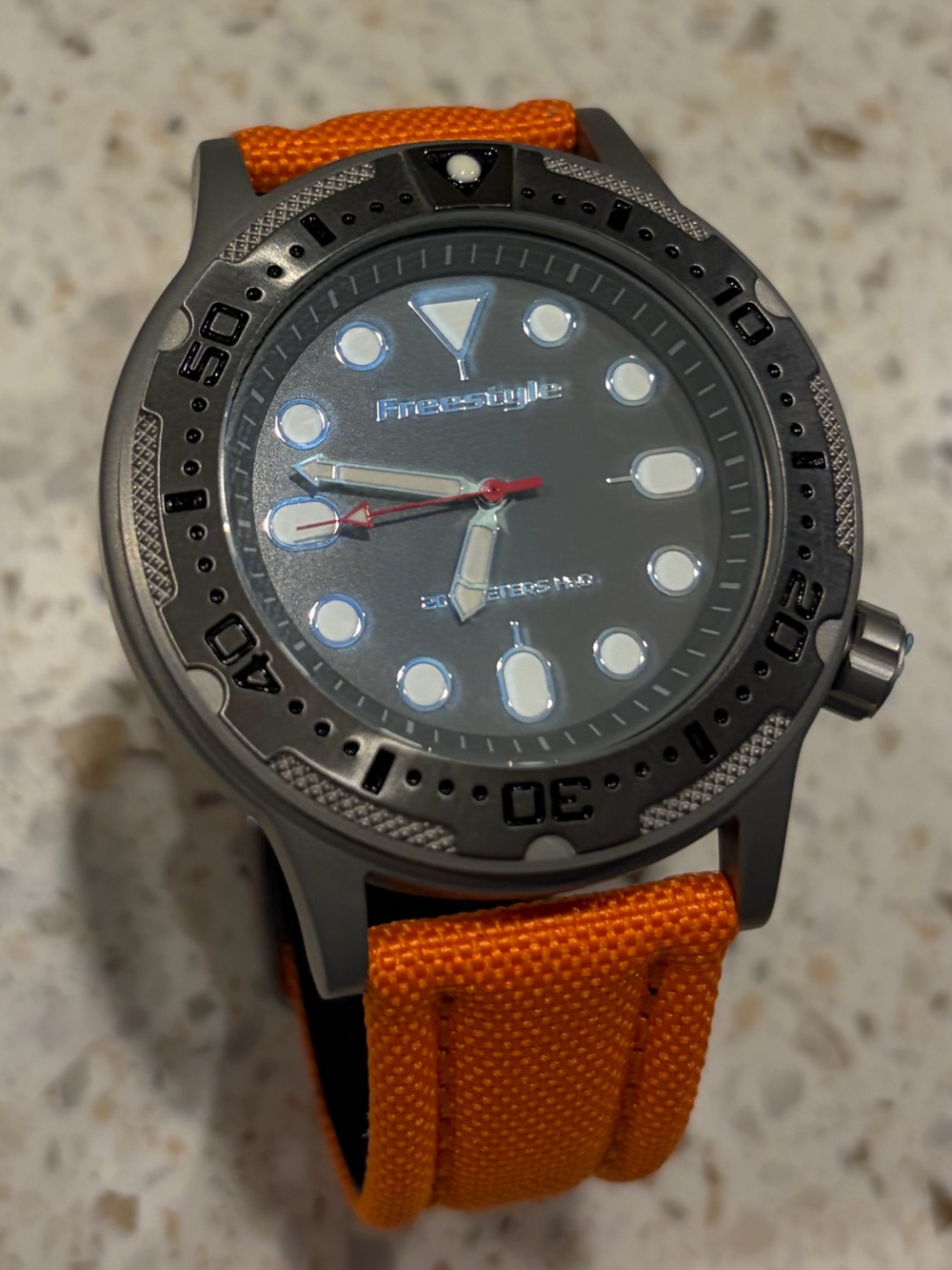 Freestyle Men's Watch with Orange Fabric Strap and Gunmetal Case